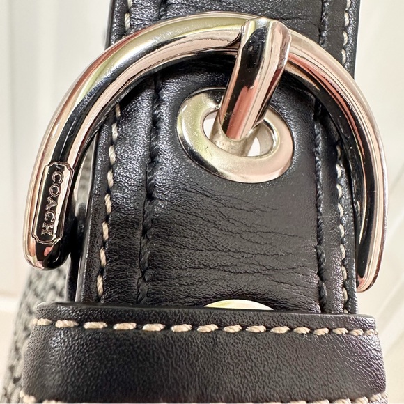 Coach Soho Signature Jacquard Hobo Black Leather Trim Vintage Y2K - Picture 8 of 10